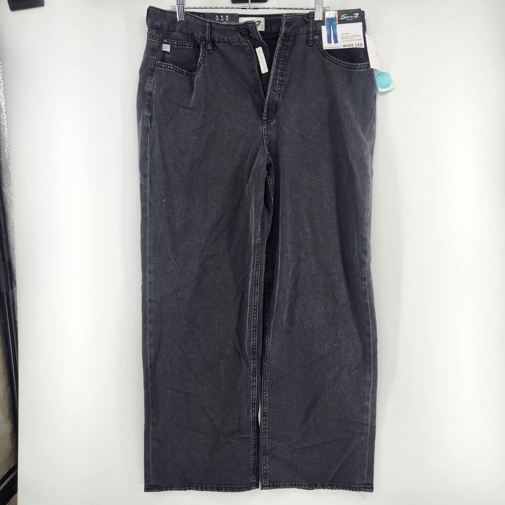 Seven7 Women's Black Size 10 Featherweight Wide Leg Jeans NWT